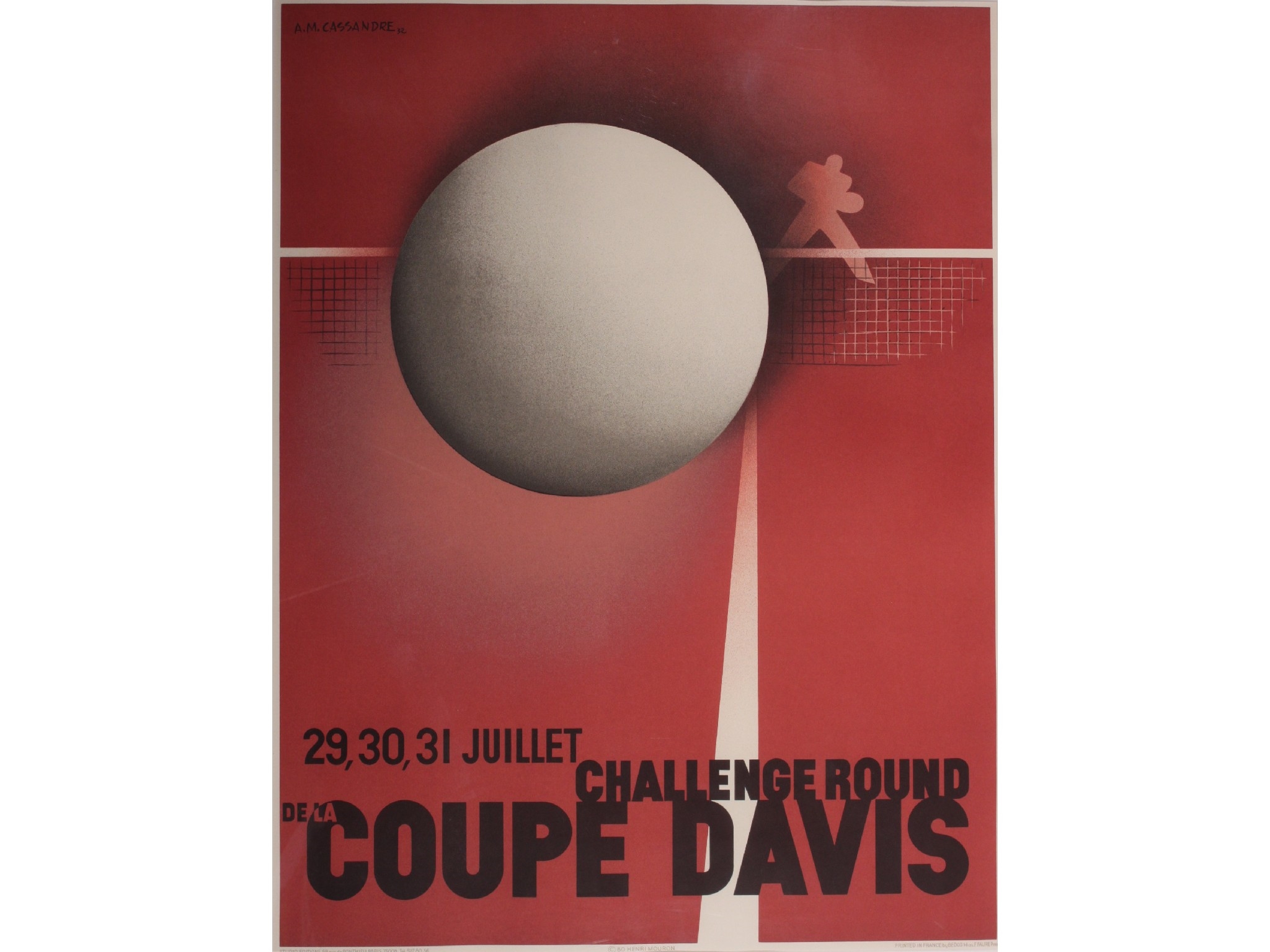 A M Cassandre (Adolphe Mouron 1901-1968) Challenge Round Coupe Davis