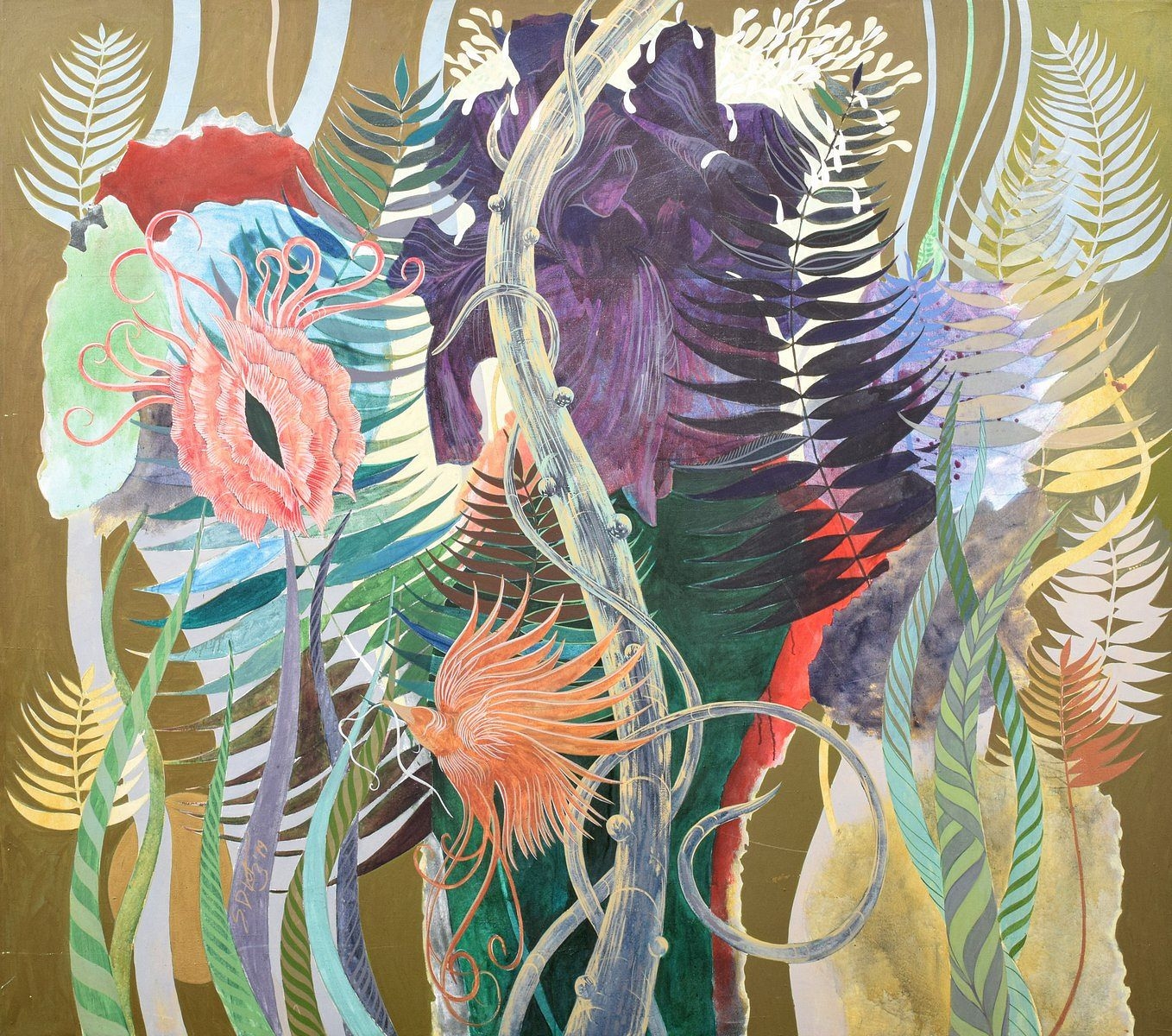 Artwork by Steve Lotz, Black Iris., Made of mixed media on canvas