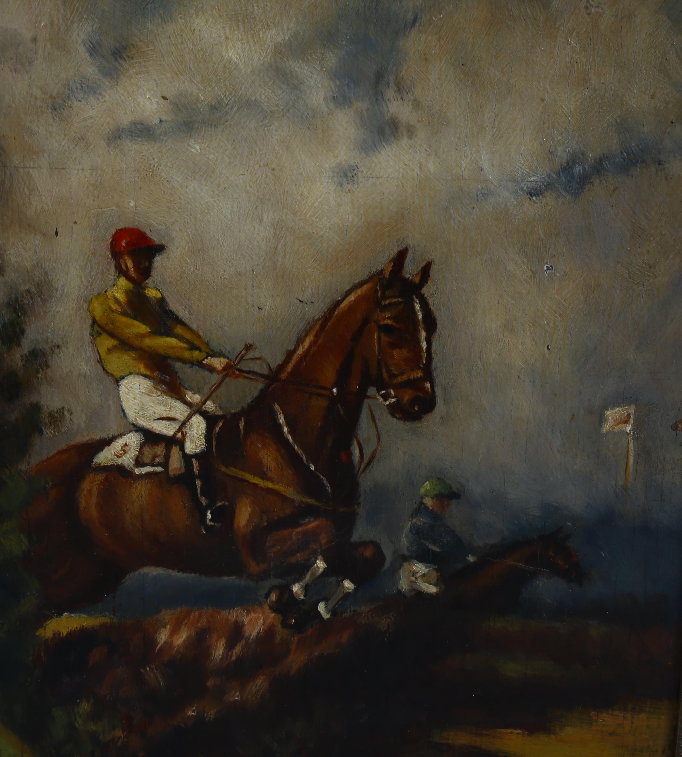 Artwork by Charles Grimme, Point to point racing, Made of oil on panel