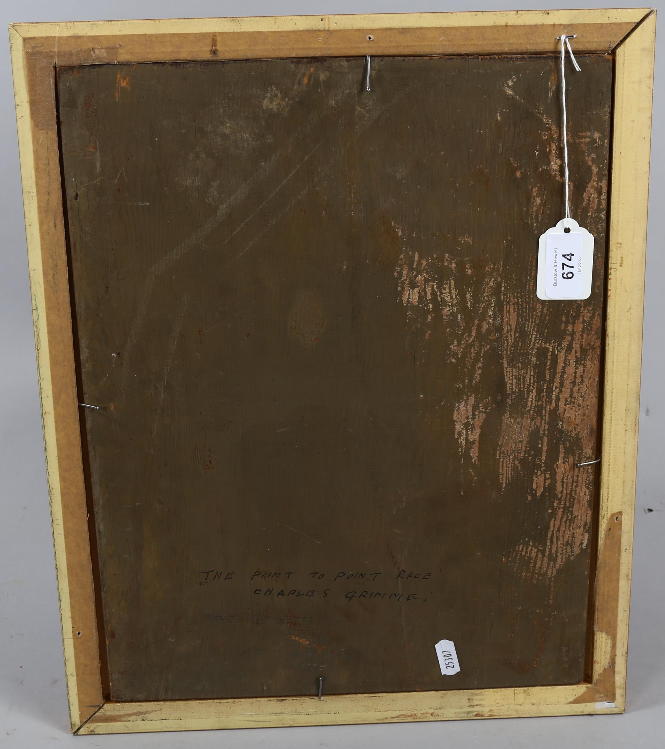 Artwork by Charles Grimme, Point to point racing, Made of oil on panel