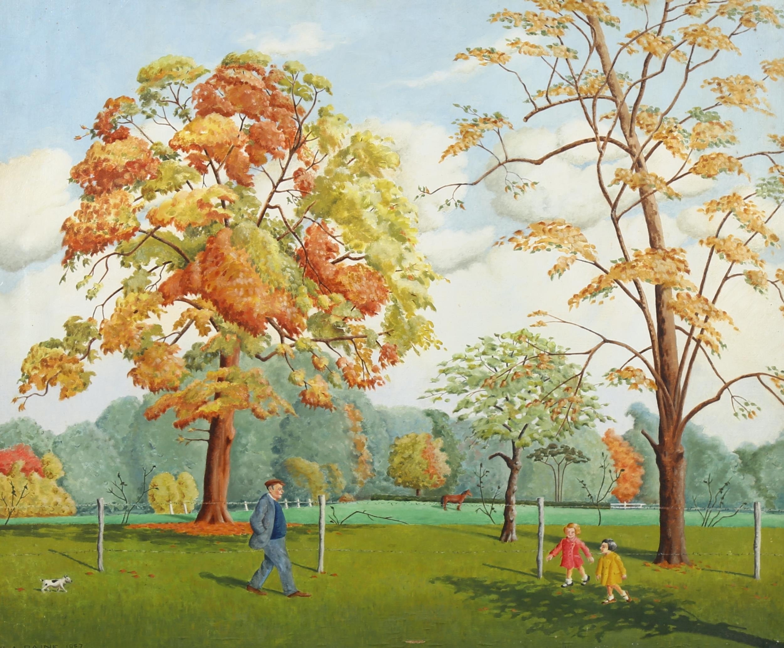 Artwork by Ula Paine, Park scene, Made of oil on canvas