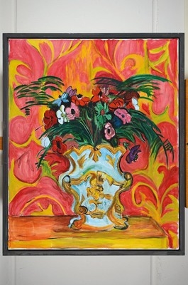 Artwork by Heide Fahlbusch, Flowers in a Vase, Made of oil/canvas