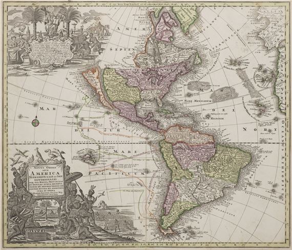 MAP OF THE AMERICAS by Aegidius Sadeler II, 18th century