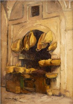 Boutique de vanneries dans une rue à Tunis - Amédée Buffet