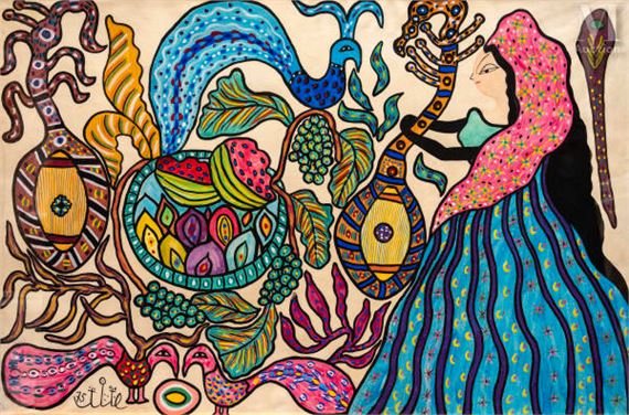 baya-mahieddine-femme-aux-deux-luths-1975-mutualart