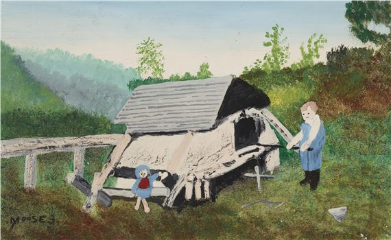 The Old Bake Oven in Canada by Grandma Moses, 1947, Painted in 1947