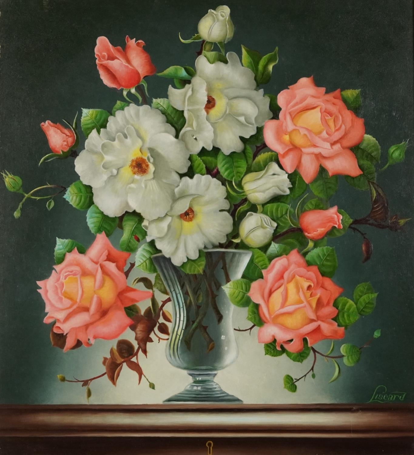 Eustace Liscard | Still life roses in a glass vase | MutualArt