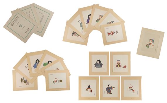 "Japanese Dolls: Gosho-Ningyo" portfolio of 24 woodblock prints by Hasui Kawase, 1935