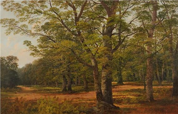 Wooded landscape by Richard Allam, 19th century