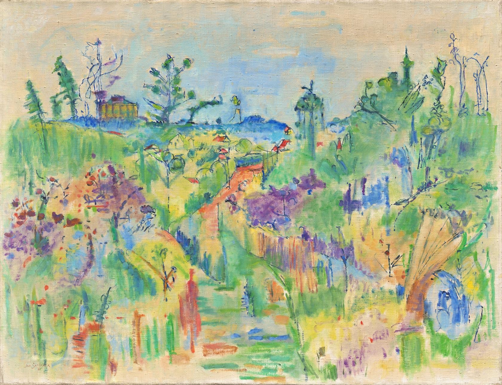 Artwork by Jan Šafránek, POHLED DO PARKU, Made of oil on canvas