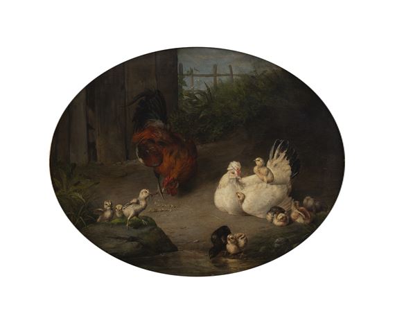 Gallina y pollitos - Eugene Remy Maes