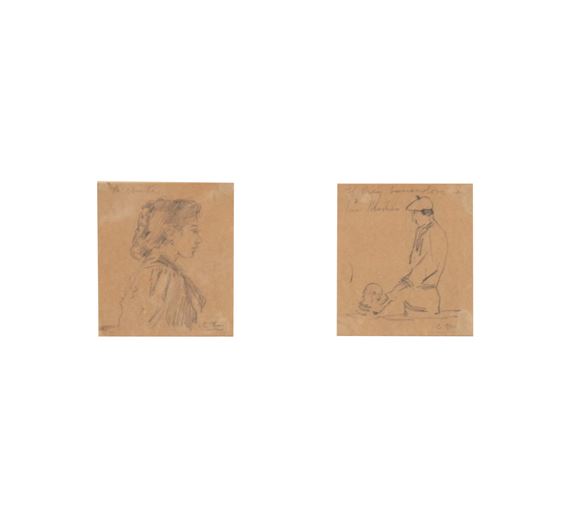 Retrato de la Infanta Isabel, princesa de Asturias, "La Chata"; Retrato del rey bañándose en San Sebastián by Cecilio Pla y Gallardo