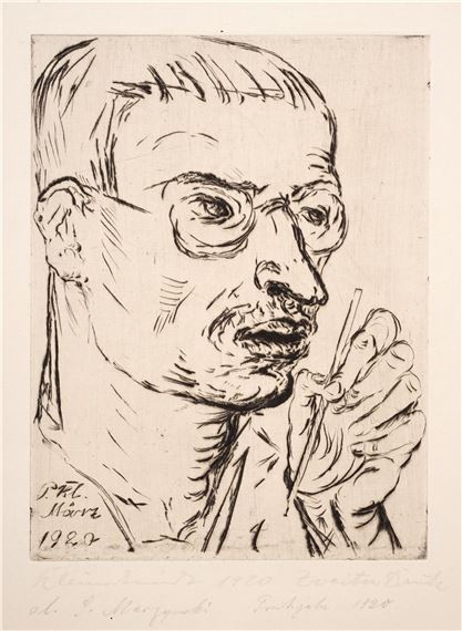Selbstbildnis mit Stift by Paul Kleinschmidt, 1920