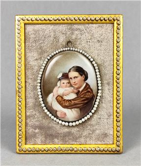 Biedermeier Miniatur Portrait - R. Flander