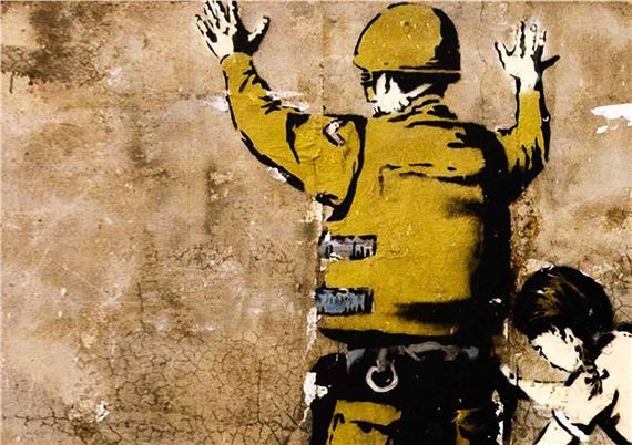 額装品/バンクシー/Girl Searching Soldier/ポスター 美術、工芸品 バンクシーBanksy「Girl Searching