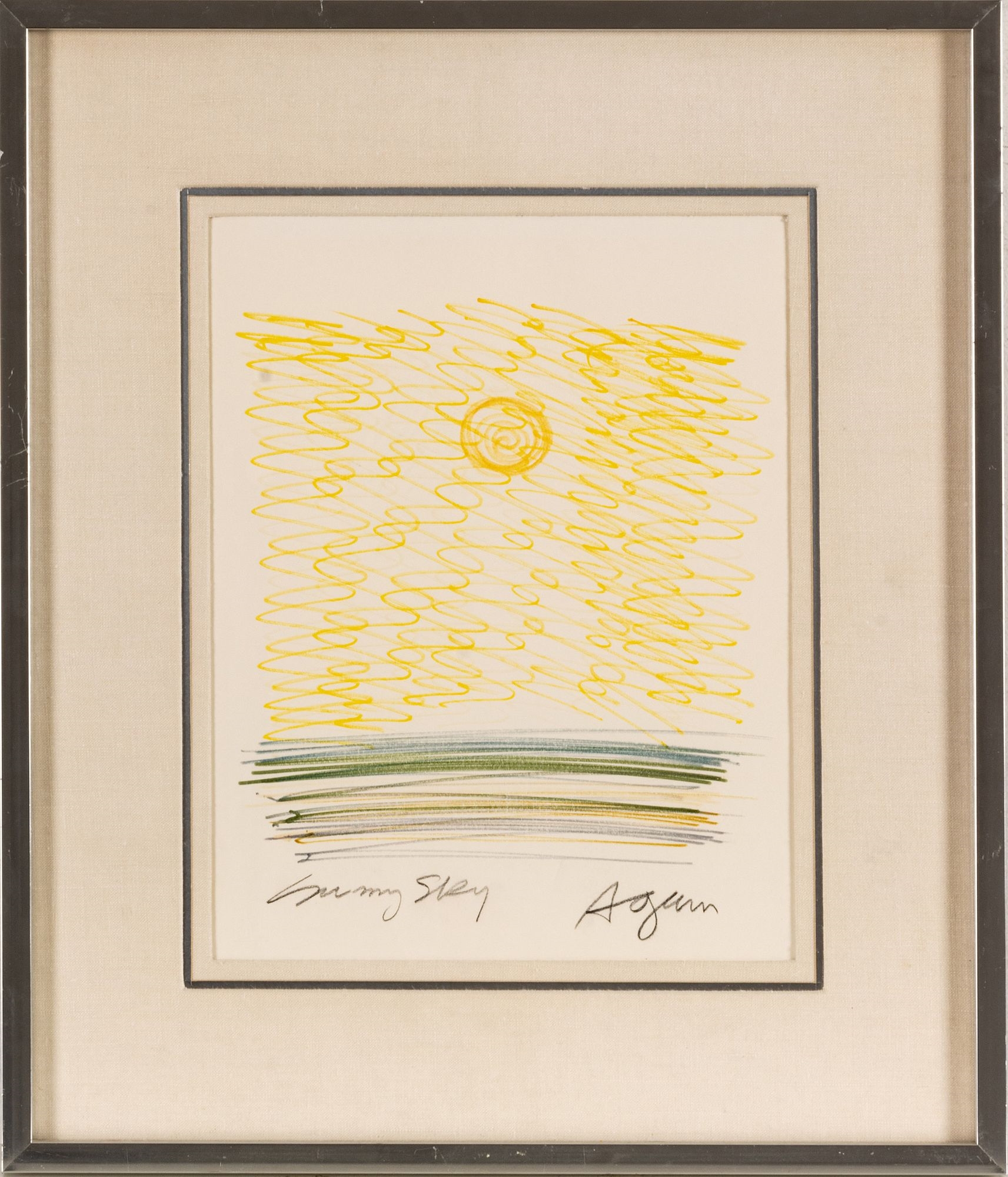 Yaacov Agam (Israeli, 1928) Colored Drawing On Paper, "Sunny Sky", H 10.5'' W 9.75''