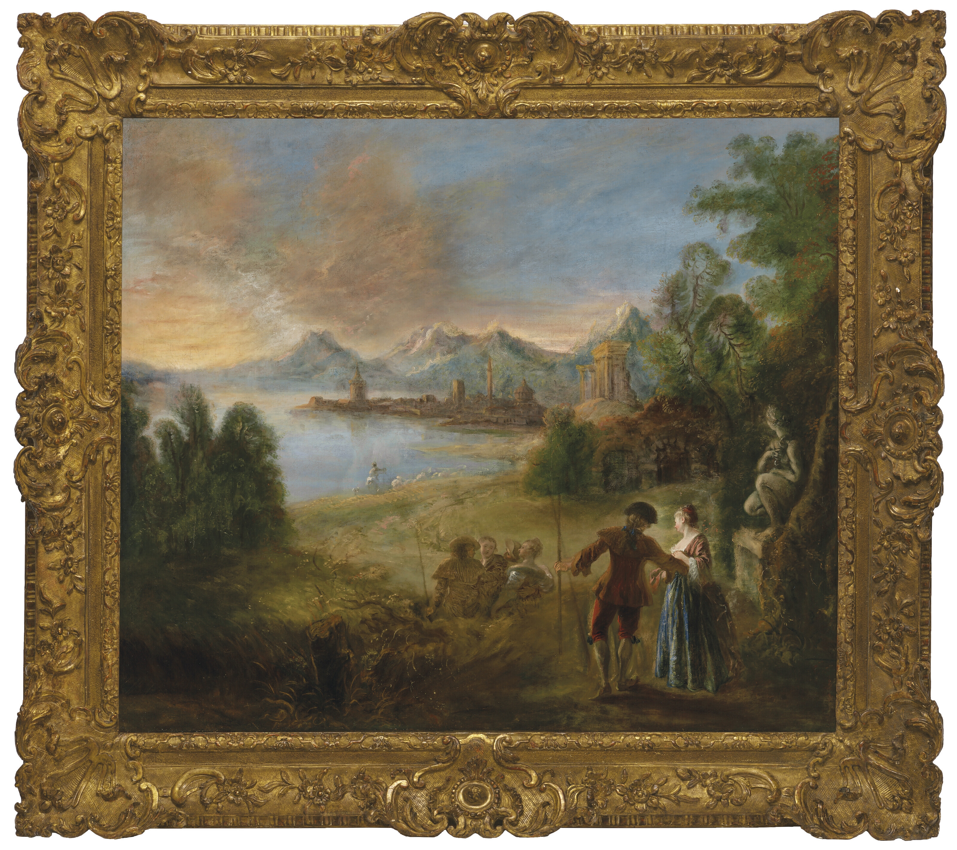 Artwork by Jean-Antoine Watteau, Le Pèlerinage a l’Ile de Cythère, Made of oil on canvas