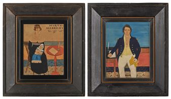 Pair of Portraits: George and Martha Albright - The Guilford Limner