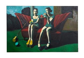 ATTR. G. ELTRINGHAM, WOMEN W/ RED COUCH, O/C - Gregory Eltringham