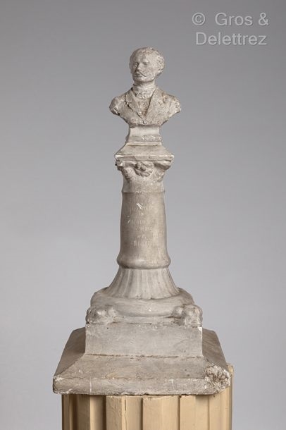 Artwork by Jean Baffier, Bust of Camille Mérault Plaster print of the monument of the city of Mehun-sur-Yèvre Height : 41 cm. Chips, Made of Plaster print