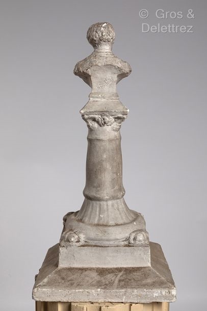Artwork by Jean Baffier, Bust of Camille Mérault Plaster print of the monument of the city of Mehun-sur-Yèvre Height : 41 cm. Chips, Made of Plaster print