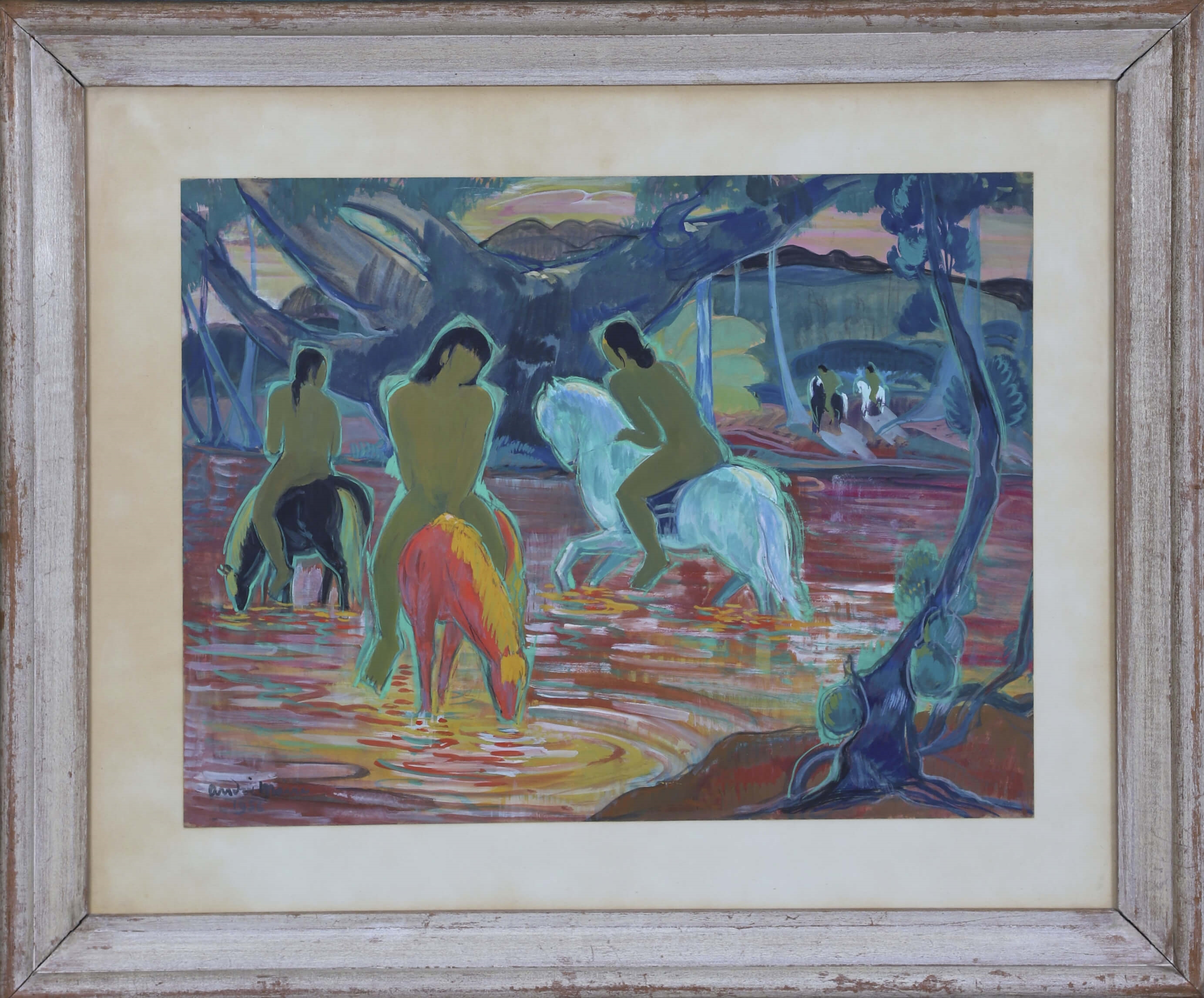 Artwork by André Maire, Femmes nues à cheval, 1956, Made of gouache