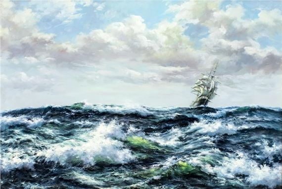 Ship in Rough Seas by John Davis