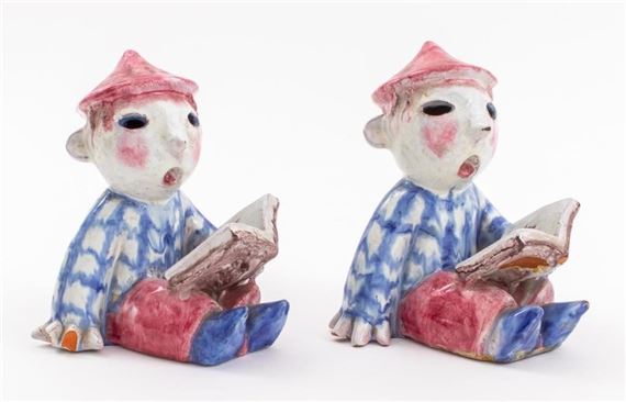 Walter Bosse Glazed Ceramic Child Figures, Pair by Walter Bosse