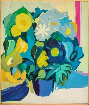 G. Cooper Abstract Still Life Oil On Canvas - G. Cooper