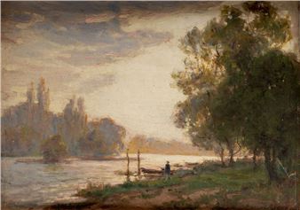 Landscape. Oil on panel. Bears a signature on the lower right. 27 x 35 cm. Small rubs - Marcelin Jean Botrel