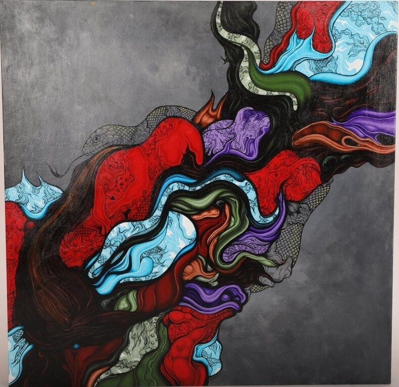 Artwork by Anthony Hurd, The Initiator, Made of acrylic painting on cradled wood panel