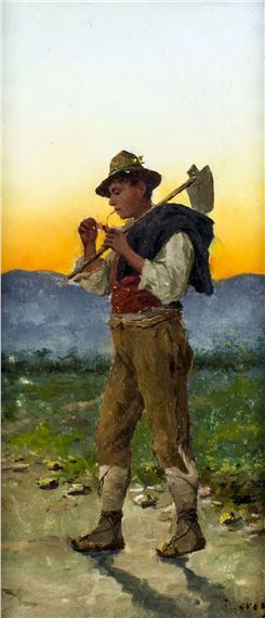 Vincenzo Loria | Italian Peasant Man with Pipe | MutualArt