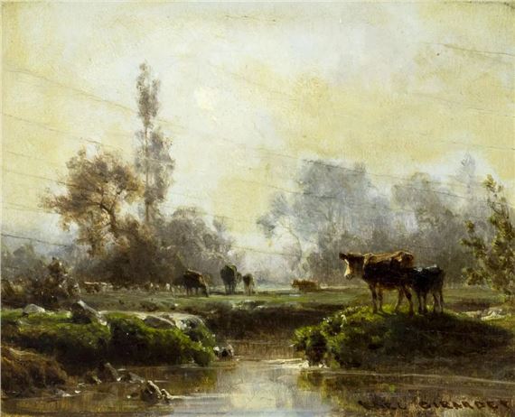 Landscape with Cows - Charles Girardet