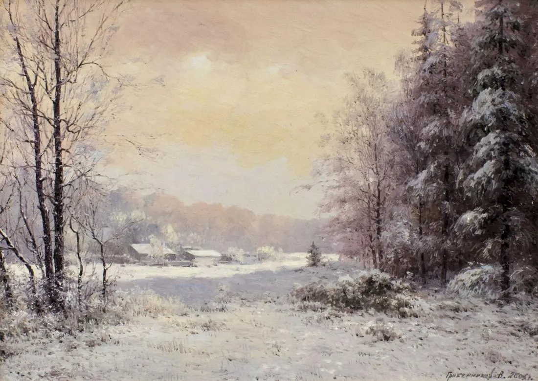 Artwork by Vasily Nicholayevich Gribennikov, Winter Landscape, Made of oil on canvas