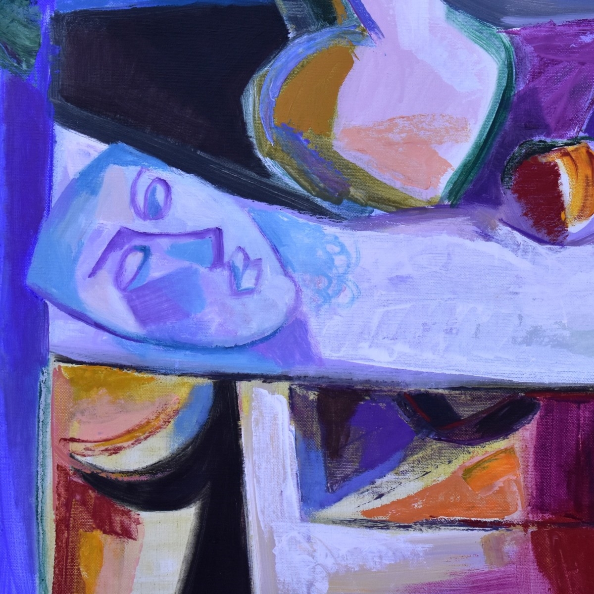 Artwork by Boris Geldman, Still Life Flowers on a Table Top, Made of Acrylic on Canvas