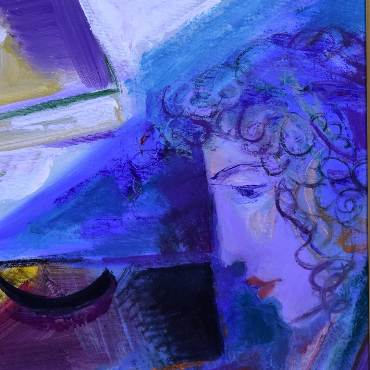 Artwork by Boris Geldman, Still Life Flowers on a Table Top, Made of Acrylic on Canvas