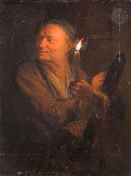 Godfried Schalcken | The writer with a candle | MutualArt