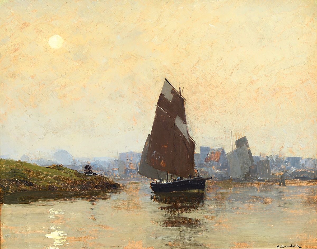 Max Clarenbach | ships in the harbour in the moonlight (1901 - 1903 ...