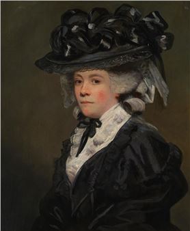 Portrait of Charlotte Grote, wearing a black dress and ribboned hat, half-length - Sir Joshua Reynolds
