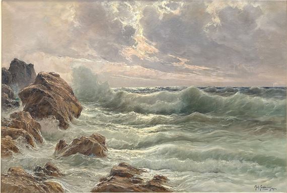 Coastal Surf with Dramatic Clouds Parting by Michele Federico, 1938