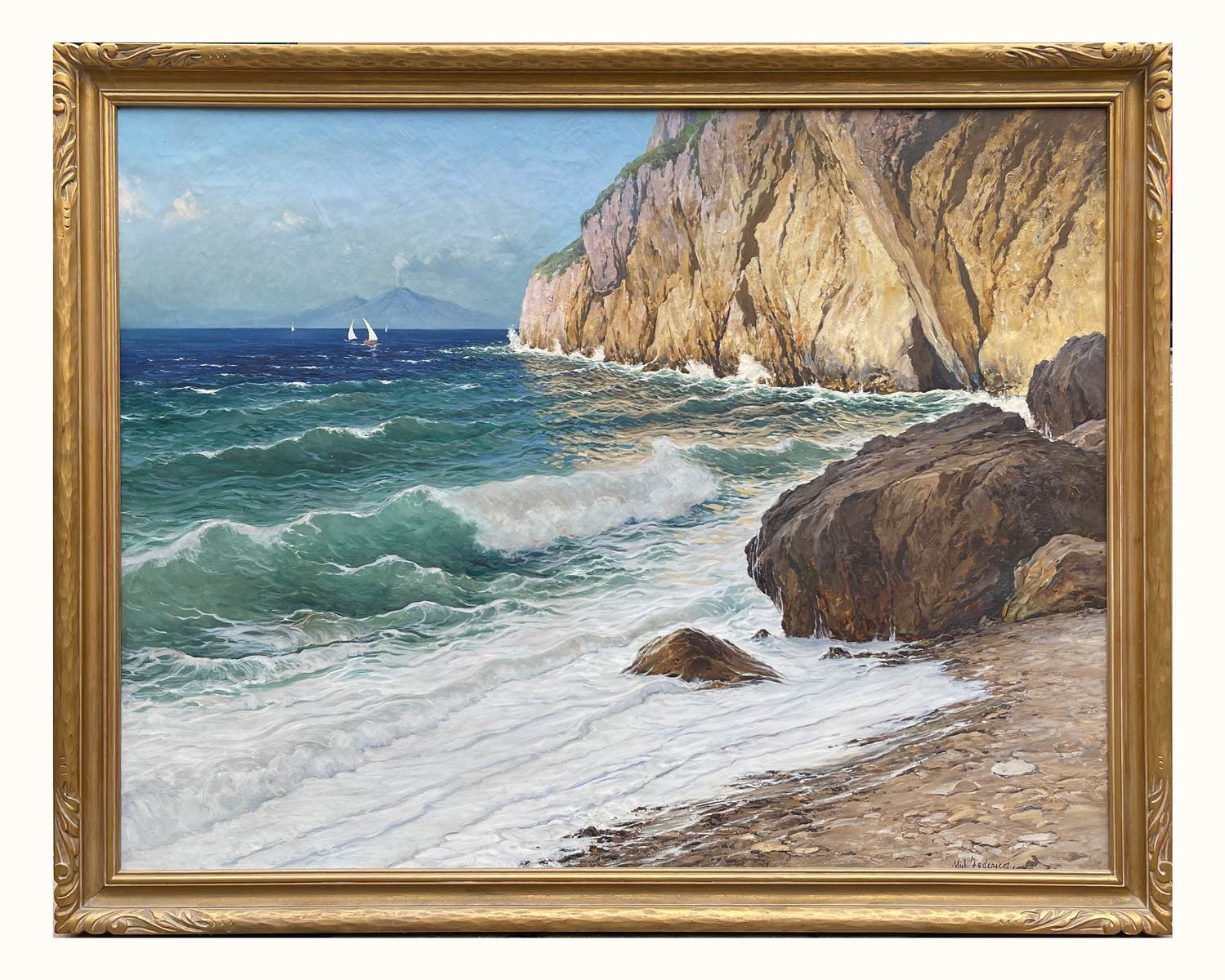 Artwork by Michele Federico, Bright Coastal Landscape with Capri Coast, Made of Oil/ Canvas