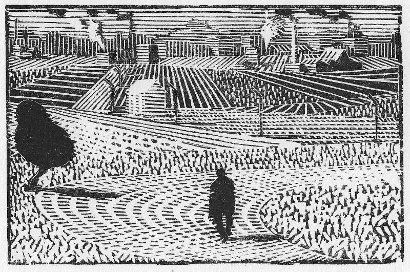 Artwork by Palle Nielsen, Composition, Made of Woodcut on paper
