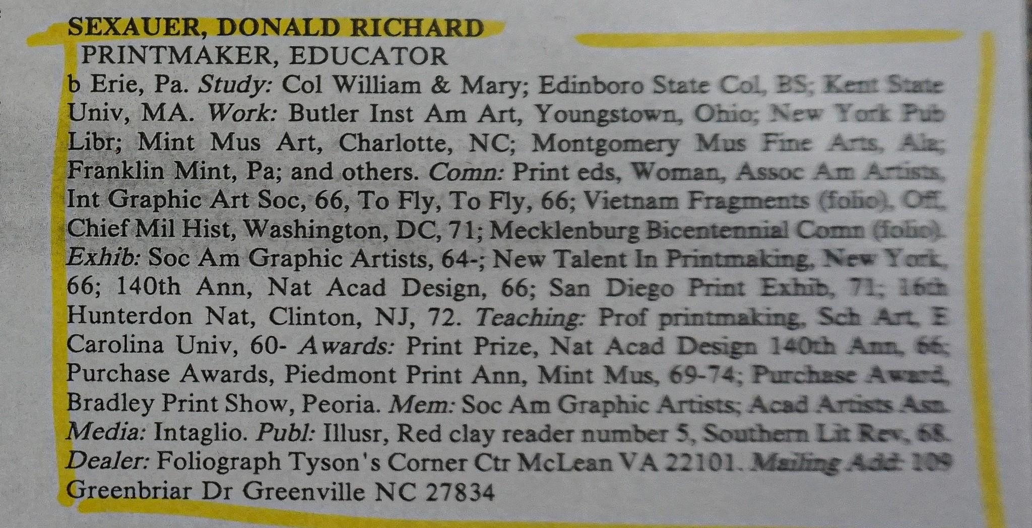 Artwork by Donald Sexauer, To Fly, Made of Etching