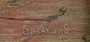 Artwork by Haim Satat, Blauer Kopf mit Vögeln' / 'Blue head with birds