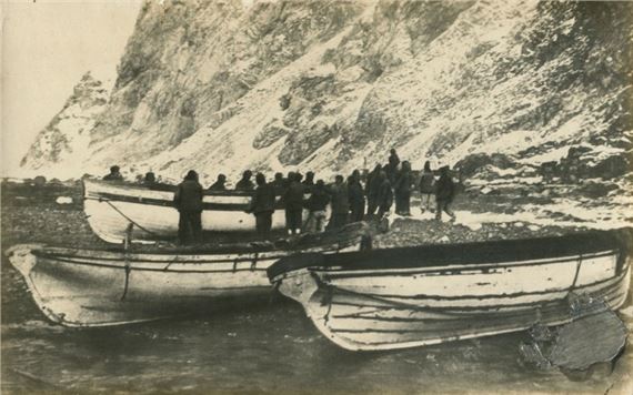 Frank Hurley | We pulled the three boats a little higher on the beach ...