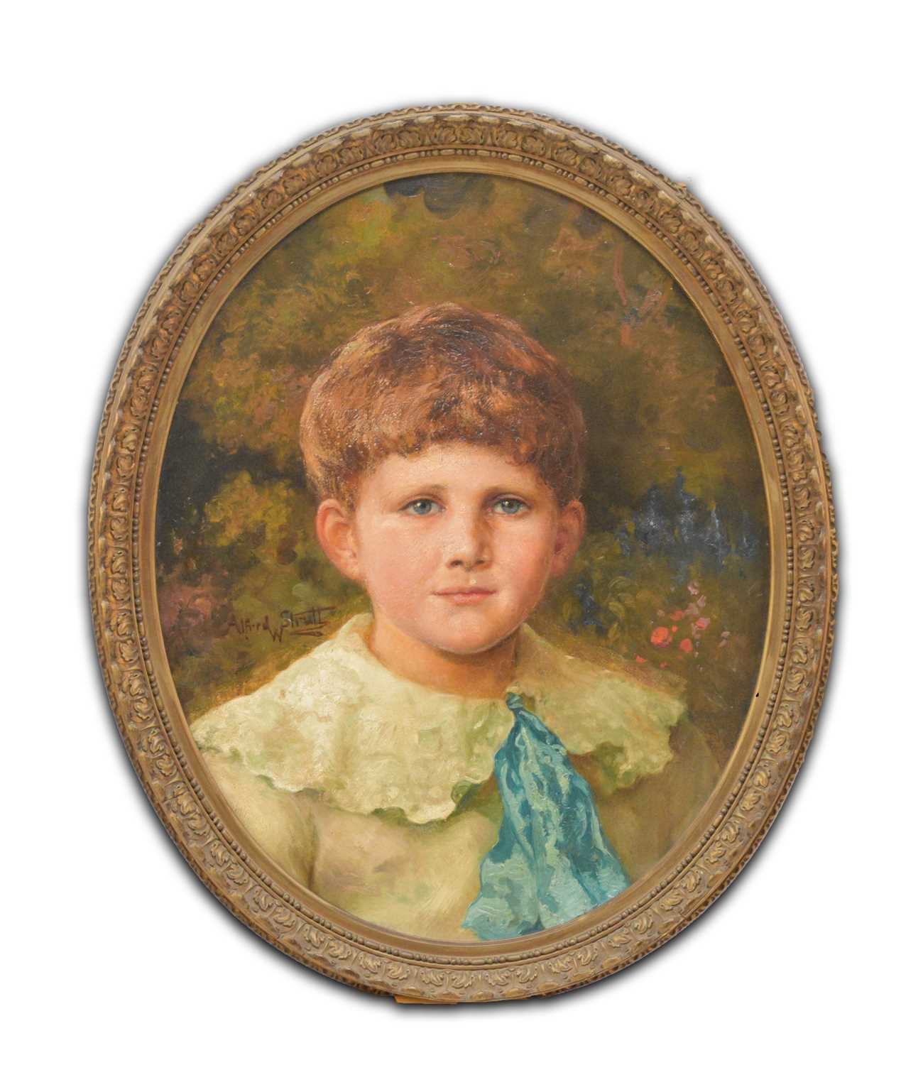 Artwork by Alfred William Strutt, half-portrait of a boy, 50 x 40cm, Made of oil on canvas