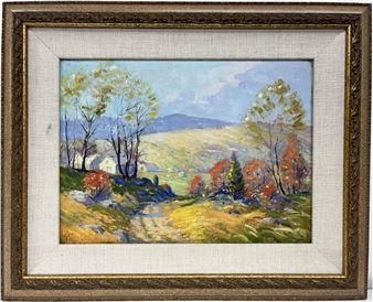 Edmund Ketchum Oil on Board Landscape Scene - Edmund Ketchum