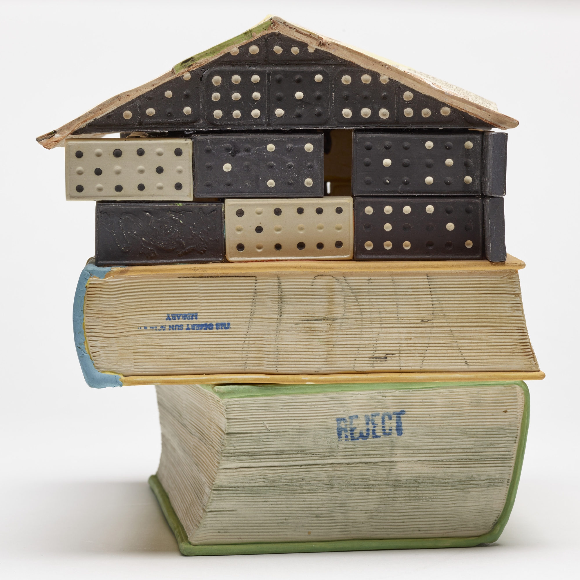Artwork by Richard Blake Shaw, Domino House, Made of glazed porcelain with