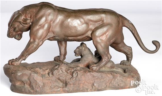 Charles Valton | Charles Valton bronze of a lioness and cubs (1851 ...
