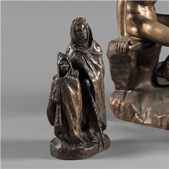 OLD BERBER MAN LED BY A SMALL BEGGAR - Berthe Girardet